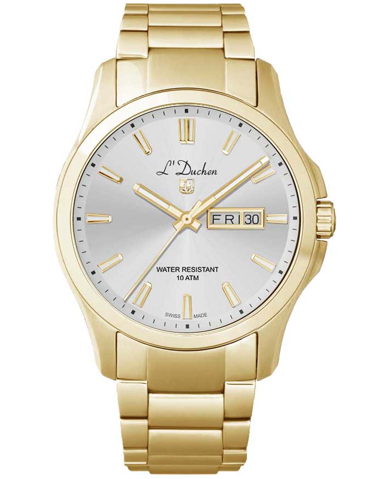 L'Duchen L'Duchen Dynamique D 261.20.33  D 261.20.33 кварцевые мужские часы серебристый циферблат, браслет нержавеющая сталь с pvd-покрытием — вид спереди